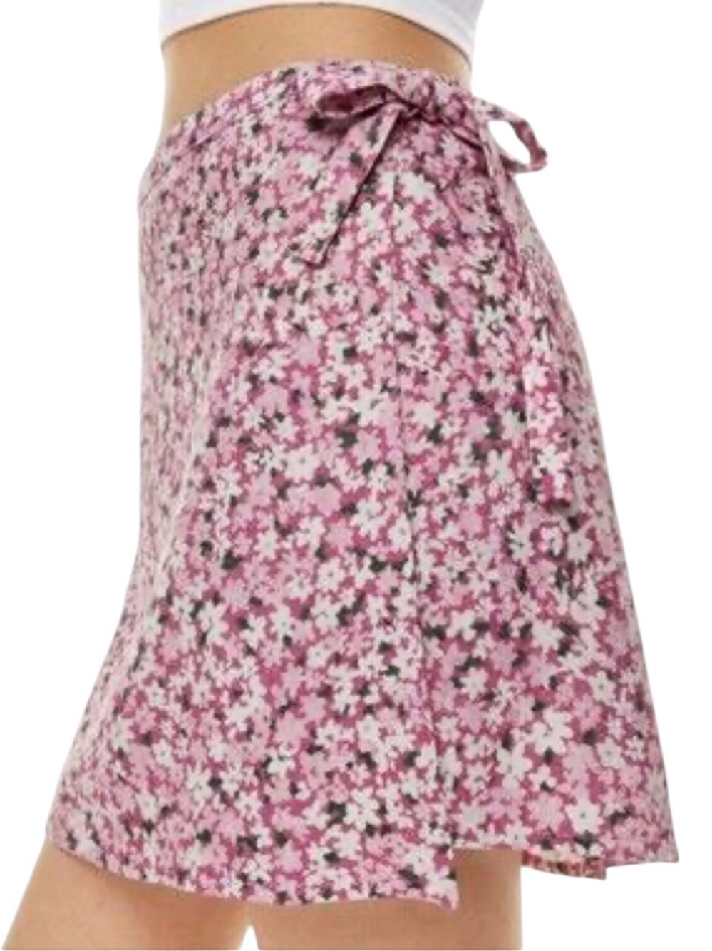 Sunday Best pink floral wrap mini skirt size M like new condition